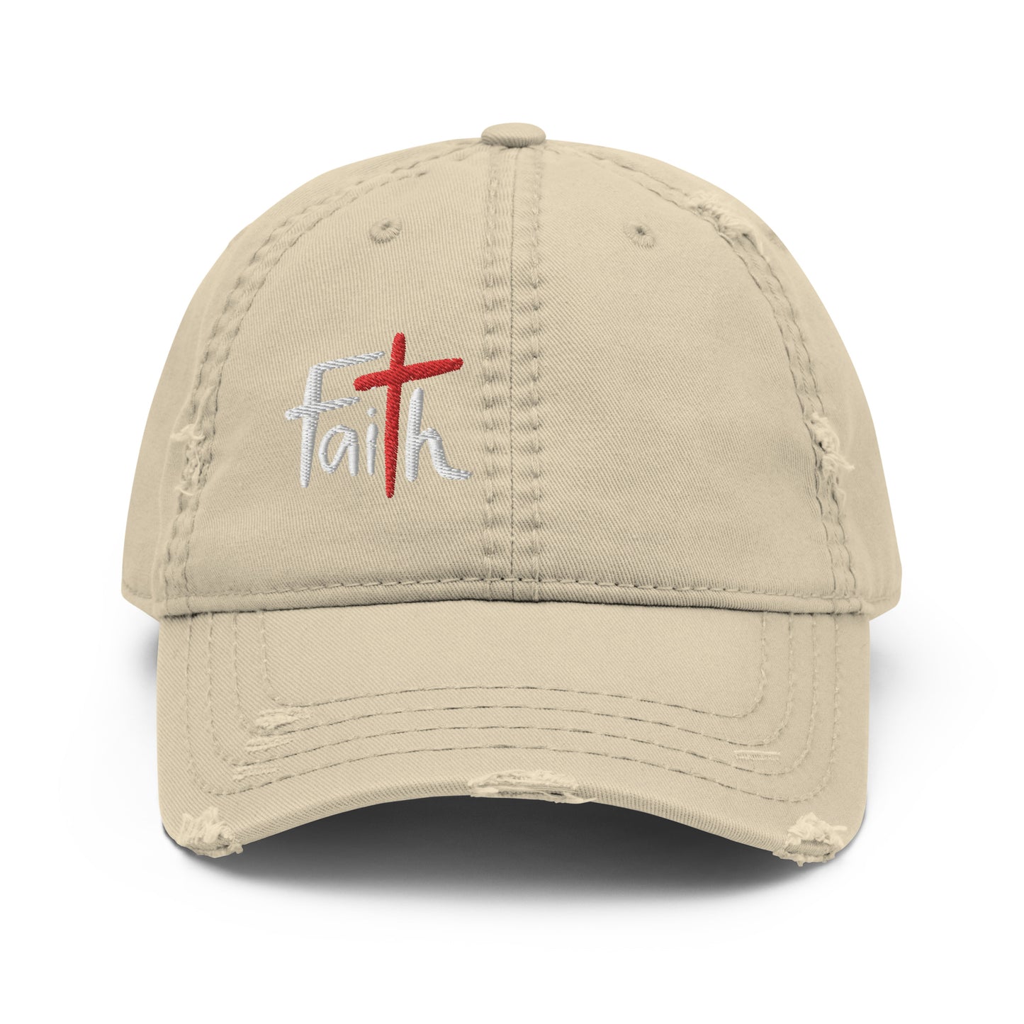 Faith Cross Distressed Dad Hat